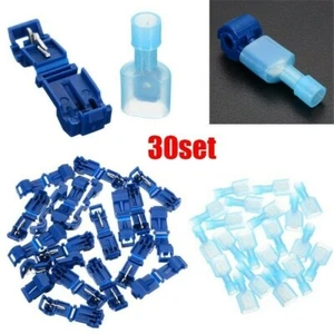 30 Kit Quick Lock Splice Wire Connector Terminal Crimp Clip Car Wiring Cable New - Afbeelding 1 van 12