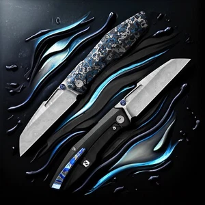 Null Knives Raikou Launch Exclusive Frost Fat Carbon Bjorkman's Twist Damasteel - Picture 1 of 11