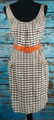 Madison Leigh Brown White Geometric Print Sleeveless Dress Women's Size 6 - Image 1 of 4