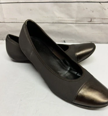 Donald Pliner Ballet Pisos Mujer Talla 8 Marrón Metálico Bronce Elastizado Italia Foto 1 de 4