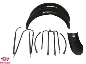 Fit For Norton Es2 Black Painted Front And Rear Mudguard With Stays