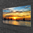 Tableau sur verre Image Impression 100x50 Paysage Bateaux Mer Soleil