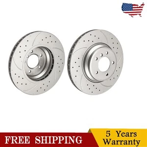 For BMW 335d 335i xDrive 335is 335xi X1 Front Drilled Slotted Disc Brake Rotors - Picture 1 of 10
