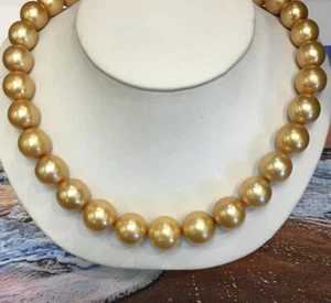 Perlas de agua dulce cultivadas en oro. 10x14mm. .  Cierre de bola de oro 14k. 17"" - Imagen 1 de 12