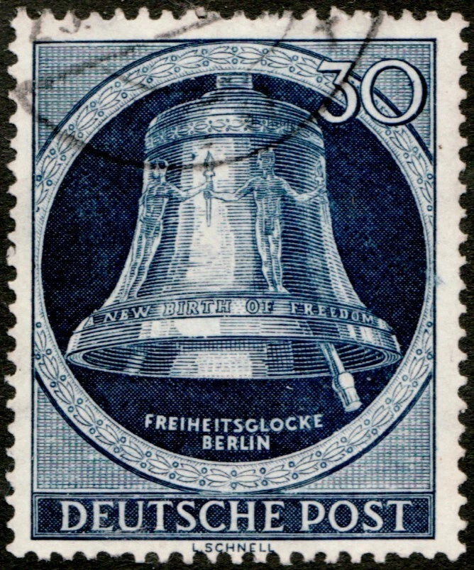 1952 Germany Berlin Sc# 9N78 - 30pf "Bell clapper to the right" Used Cv$37.50 - Image 1 of 1