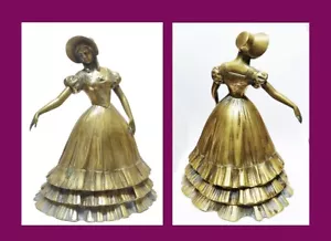 Lovely old victorian lady with large ballad skirt bronze figure 19 cm x 15 cm - Picture 1 of 6