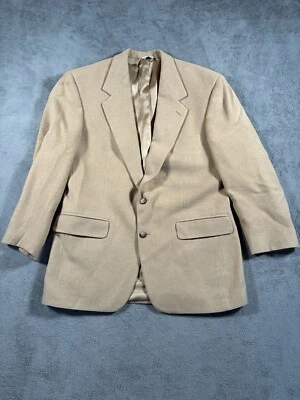 Blazer Bill Blass Para Hombres 42R Beige/Tostado 100% Cabello Camel Dos Botones Abrigo Chaqueta Foto 1 de 4