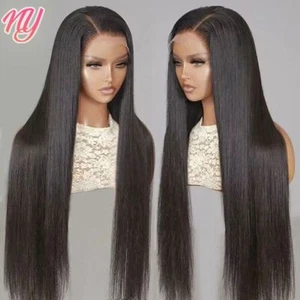 Peluca frontal de encaje transparente HD cabello humano liso pre arrancada con cabello de bebé - Imagen 1 de 19