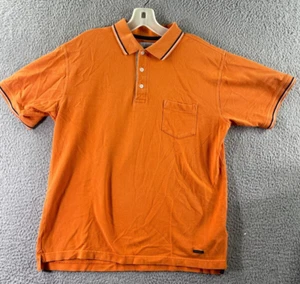 Mens Alex Canon Short Sleeve Orange Button V-Neck Polo Shirt Size Medium - Picture 1 of 11