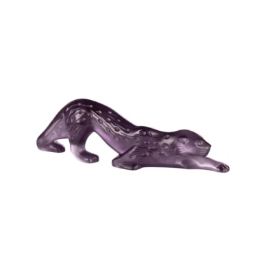 NEW LALIQUE CRYSTAL SMALL ZEILA PURPLE PANTHER SCULPTURE #10811600 BRAND NIB F/S - Image 1 of 2