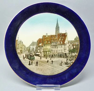 H0151 Wandteller,Darstellung Straßburg Pont du Corbeau (Baabenplatz), D=22 cm - Bild 1 von 2