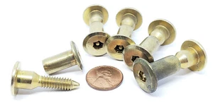 5 Sex Bolts - Brass Plated Steel - Through Hole Hex M6x1.25 - Flush Mount - Picture 1 of 4