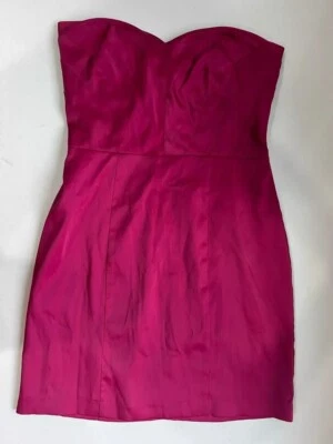 Pilgrim Australia Silky Strapless Sweetheart Neckline Mini Dress Magenta Pink 10 - image 1 of 4