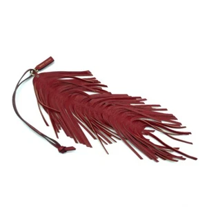 JIMMY CHOO 152FRINGE.NAP Fringe-up strap charm Leather Red x Beige - Picture 1 of 7