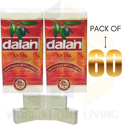60 x Riegel Olivenöl Seife 100 % natürliche Dalan antike weiße Seife