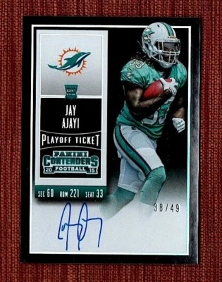 Boleto de playoffs Panini Contenders 2015 #219B Jay Ajayi Miami Dolphins AU/49 Foto 1 de 2