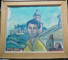 Huile sur toile signée et datée 1952: Portrait d'un homme réalisé à Saint Tropez