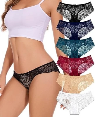 "6 Tangas de Encaje Suave Floral Ropa Interior Sexy Bragas de Moda para Mujer,,, Foto 1 de 4