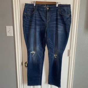 Pantalones de mezclilla Old Navy Boyfriend ajustados desgastados lavado oscuro para mujer 18 Plus - Imagen 1 de 4