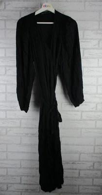 Decjuba womens maxi wrap dress M, 12 black leopard print long sleeves v-neck - image 1 of 4