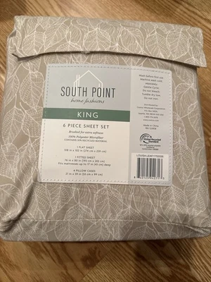 	Juego de sábanas South Point King 6 piezas Louisa Leaf Taupe Foto 1 de 3