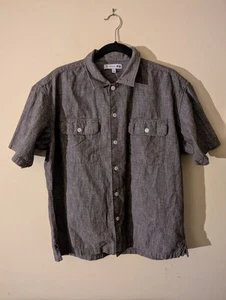 JW Anderson Uniqlo Chambray Button Up Short Sleeve Shirt Size Large - Picture 1 of 7
