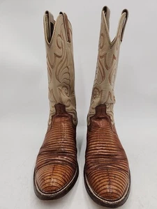 Pre-Owned Dan Post Teju Lizard Western Cowboy Boots-Tan Size 9.5D US - Picture 1 of 11