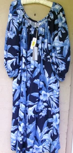 NWT Tommy Bahama Blue Daybreak Hibiscus Dress Pockets Bust 54" XL - Picture 1 of 6