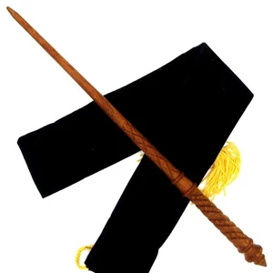 15" Hand Carved Mahogany Wood Salazar Wizards Magic Wand Wicca Pagan w/ Free Bag - Picture 1 of 7