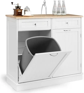 Giantex Kitchen Trash Cabinet, 40 L Tilt Out Trash Bin Cabinet with Single Tr... - Picture 1 of 2