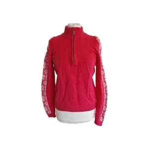 Hawico Scotland Women Pink Aztec Pattern Cashmere Blend Half Zip Pullover-Medium - Picture 1 of 13