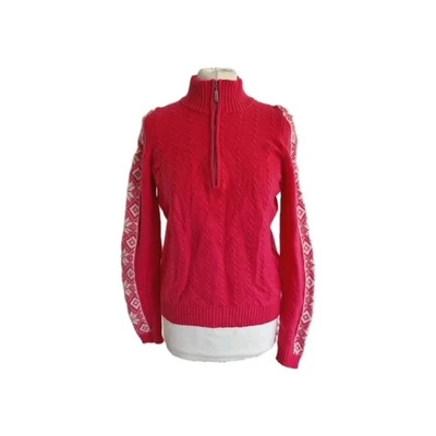 Hawico Scotland Women Pink Aztec Pattern Cashmere Blend Half Zip Pullover-Medium - Image 1 of 4