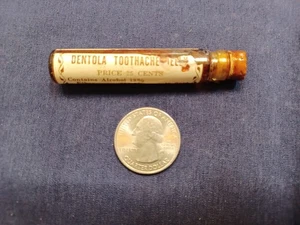 ANTIQUE MINI GLASS VILE / BOTTLE DENTOLA TOOTHACHE MED. WILKES BARRE, PA. - Picture 1 of 4