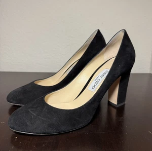Jimmy Choo Shoes Womens Size 39 Suede Block Heel Pumps Made in Italy Classic - Picture 1 of 11
