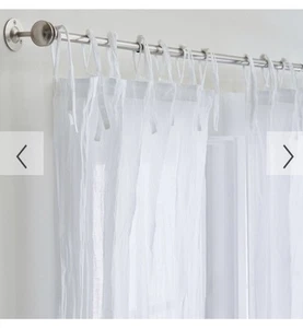 NEW Pottery Barn TEEN Twisted Sheer 40" x 84” Tie Top Panel Curtain Drape~White - Picture 1 of 4