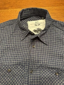 Chemise boutonnée manches longues bleu à carreaux moyen RGT Rogue Territory fabriquée N USA - Photo 1/10