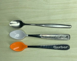 Vtg Baby Spoon Lot Of 3 Utensils Gustav Sweden Stainless Gerber Munchkin - Picture 1 of 4