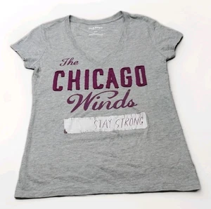 Old Navy Womens Small Heather Gray Heritage Tee Chicago Winds Stay Strong Casual - Picture 1 of 14