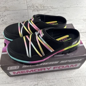 Skechers Synergy Air Streamer Women's 8 W Mules Black Memory Foam Slip On Shoes - Picture 1 of 10