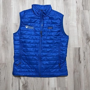 Patagonia Nano Puff Gilet Uomo Grande Blu Navy Full Zip Company Ricamato NUOVO - Foto 1 di 7