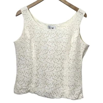 Traje LE Para Mujer Top Talla 10 Marfil Sin Mangas Forrado sin Mangas Negocios Informal Encaje Boho Foto 1 de 4
