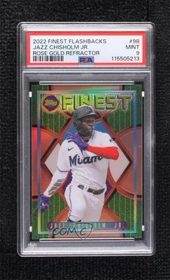 2022 Topps Finest Flashbacks Rose Gold Refractor /15 Jazz Chisholm Jr PSA 9 MINT - Image 1 of 2