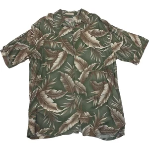 Cayman Moda Hawaiian Shirt Tropical Leaf Print Short Sleeve Green Mens L - Picture 1 of 6