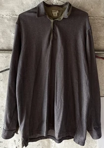 LL Bean Herringbone Rugby Polo Long Sleeve Brown Olive Men’s Large Tall Cotton - Picture 1 of 7