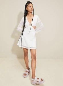 H&M White Long Sleeve Cut-out lace dress Size XS UK 6 - Picture 1 of 6