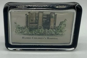 Rare Hasbro Childrens Hospital Providence R.I. Glass Paperweight Eglomise Design - Picture 1 of 8
