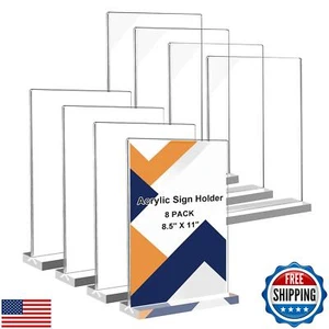 8 Pack 8.5" x 11" Acrylic Sign Holder, Clear Menu Holder Stand, Vertical Acry - Picture 1 of 5