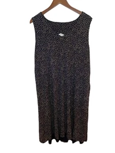 J Jill Maxi Dress Size 2X Blue White Polka Dots Sleeveless V Neck Open Back - Picture 1 of 7