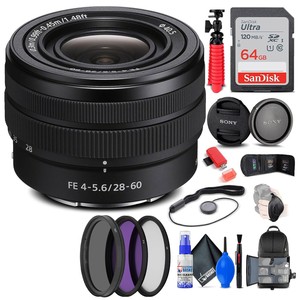 Sony FE 28-60mm f/4-5.6 Lens + Filter Kit + BackPack + 64GB Card + More