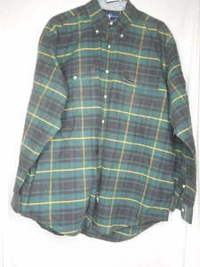 Ralph Lauren Plaid Size L 100% cotton Men's Green Black Yellow Long sleeve Shirt - Picture 1 of 8